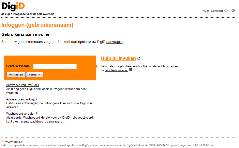 Inloggen bij DigiD overzicht